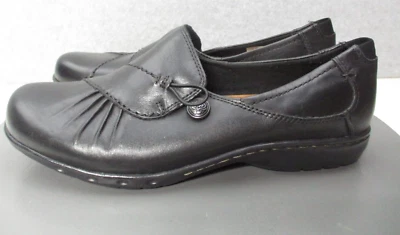 Zapatos mocasines de cuero negros COBB HILL para mujer talla 9 anchos Paulette Foto 1 de 4