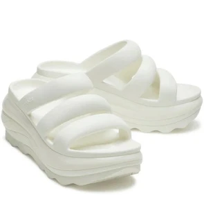 New Womens CROCS MEGA CRUSH TRIPLE STRAP 209842-0WV CHALK WHITE US W 9 M/7 - Picture 1 of 6