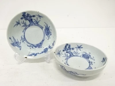 84218# CERÁMICA JAPONESA / KOIMARI / PLACA NAMASU / JUEGO DE 2 / AZUL Y BLANCO / PI Foto 1 de 4