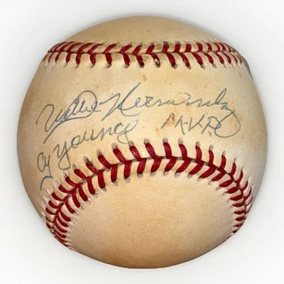 Willie Hernandez 1984 CY MVP Inscribed Autographed Rawlings Official AL Baseball - Image 1 of 4