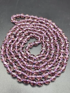 Facettierte lila Glasperlen geknotet ohne Verschluss Halskette - Bild 1 von 11