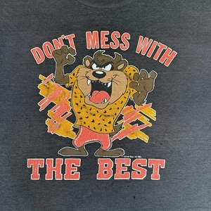 Vintage TASMANIAN DEVIL Taz T-Shirt DON'T MESS WITH THE BEST Artex BLACK XL 1995 - Picture 1 of 13