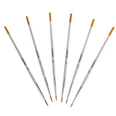 MEEDEN 6PCS Micro Paint Brushes Set, Fine Round Pointed Nylon Brush for Acrylic - Image 1 of 4