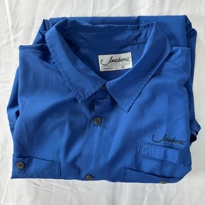 Jawbone Tackle Blue Button Up Fishing Polo mens Large - Picture 1 of 14