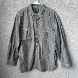 J Crew Shirt Mens XL Grey Chambray Button Down Long Sleeve Utility Casual Work - Picture 1 of 12