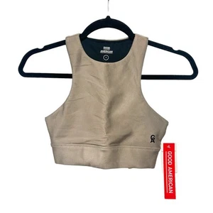 NWT Good American Supportive Tank Sports Bra Womens 0 / XS Metallic Bronze - Picture 1 of 6