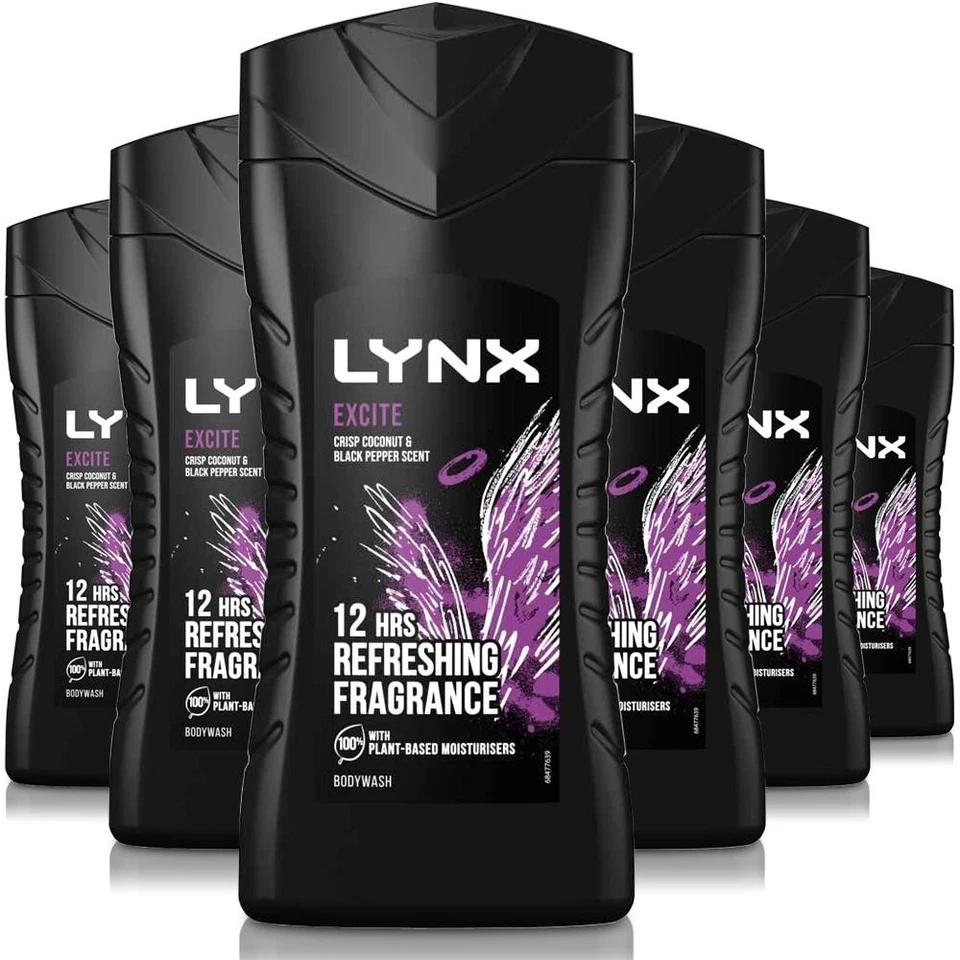 6x Lynx Excite Shower Gel 225ml - Image 1 of 1
