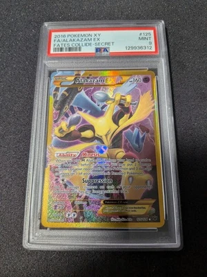 2016 POKEMON XY FATES COLLIDE SECRET #125 FULL ART/ALAKAZAM EX PSA 9 - Image 1 of 2
