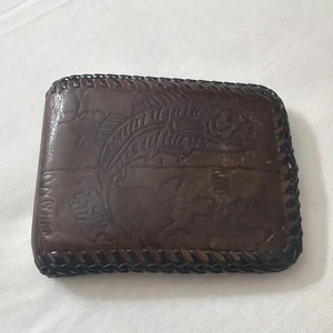 Portafoglio uomo vintage pelle lavorata pesce ghianda pic portafogli tema western uso delicato - Foto 1 di 24