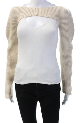 Suéter de lana de cachemir a rayas beige de Guizio para mujer manga larga talla XS Foto 1 de 4