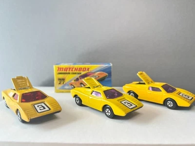 Matchbox SUPERFAST # 27 Lamborghini *Yellow x Lemon Purple Windows x Red Variant - Image 1 of 4