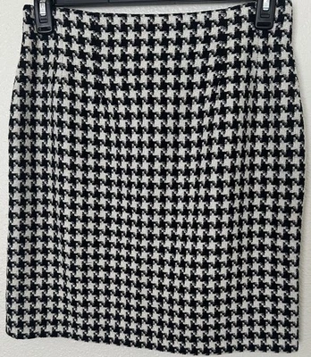 Vintage J.G. Falda Gancho Mujer Talla 10 Mezcla Lana Pata de Gallo Midi Lápiz Recto Foto 1 de 4