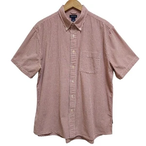 Structure Shirt Men XL Red Cotton Gingham Check Seersucker Short Slv Button Down - Picture 1 of 9