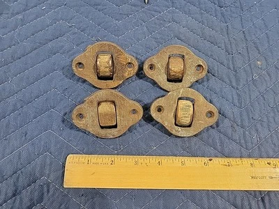 4 Pump Organ Metal And Wood cabinet wheels From An 1875 Burdett Organ #0514  - Image 1 of 4