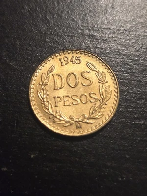 1945 Gold Mexican 2 Peso Dos Pesos Coin - Image 1 of 2