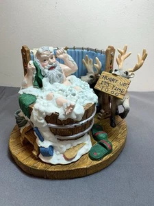 Christmas Around The World Candle Holder Incense 3.5” X5.5" Santa In Bubble Bath - Picture 1 of 13