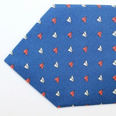 Corbata de seda 100 % nueva BATTISTONI diseño avión papel azul marino novedad 200792 Foto 1 de 4