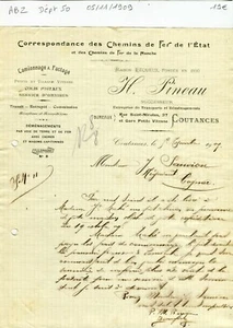 Dépt 50 - Coutances - Entreprise de Transports et Déménagements du 05/11/1909 - Imagen 1 de 1