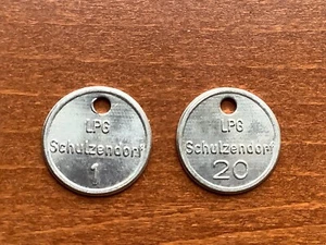 LPG Schulzendorf Wertmarke 1 und 20 , DDR Aluminium D:31 mm - Bild 1 von 2