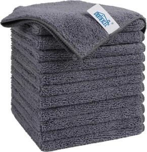 Microfiber Cleaning Cloth Towels Reusable Cleaning Rags Cloth Rags-12-Pack, Gray - Picture 1 of 8