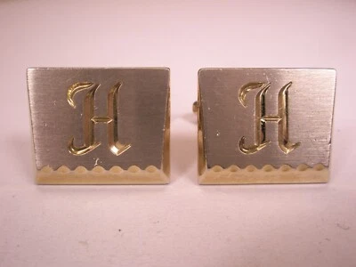 H Monogram Initial Letter Vintage HICKOK Cuff Links harold henry hank hanse huck - Image 1 of 4