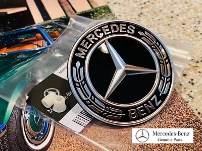 Mercedes Benz R107 W126 R129 W140 W164 X164 R170 W203 Hood Emblem Badge BLACK - Image 1 of 4