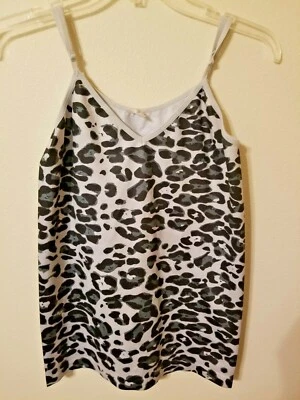 Girls Spandex Top size XL Spaghetti Straps adjustable gray animal print 26 L  16 - Image 1 of 4