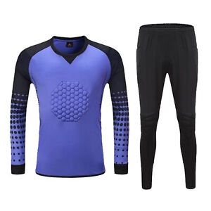 Boy Padded Goalie Soccer Uniform Football Goalkeeper Jersey T-Shirts  Sweatpants