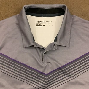 NIKE GOLF Mens Gray Chevron Major Moment Slow Roll Performance Polo Shirt Large - Picture 1 of 6
