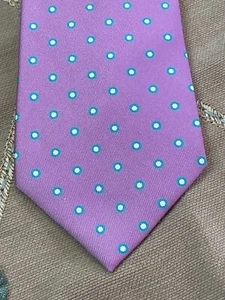 Necktie - Turnbull & Asser Purple with Pink Dots Outlined in Green - Picture 1 of 4