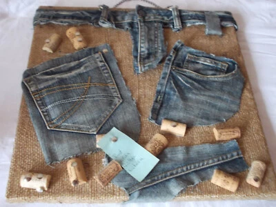 Pinnwand Jeanshose 40 x 40 cm Handgemacht - Bild 1 von 4