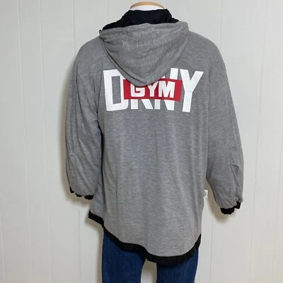 Chaqueta de Gimnasio DKNY De Colección Años 90 Para Hombre L Negra Nylon Algodón Forrada Logo Bolsillos a Presión Foto 1 de 4