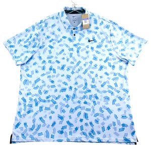 NUEVO CON ETIQUETAS Nike Tour Golf Polo Hombres Talla 3XL Estampado Cepillo Blanco Azul FD5735 Dri-Fit - Imagen 1 de 11