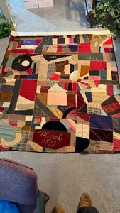 1906 -1912 Familienerbstück Crazy Quilt 88” mal 74” fantastisches Beispiel!!! - Bild 1 von 24