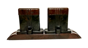 FOUNT-O-INK by Gregory Ink Co ~ Art Deco Brown Bakelite Dip Pen Double INKWELL - Picture 1 of 9