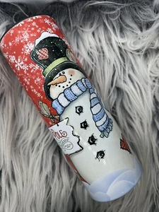 Snowman North Pole Snowflakes Red Christmas - 20oz - Insulated Tumbler - Picture 1 of 3
