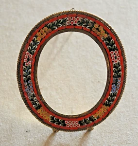 SMALL VINTAGE OVAL MICRO MOSAIC EASEL BACK PHOTO FRAME #18 - Picture 1 of 4