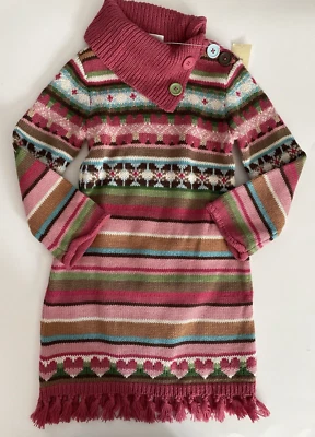 Vestido Suéter Cuello Alto Baby Gap Niñas Fair Isle Dobladillo con Flecos Talla 2 Nuevo con Etiquetas Foto 1 de 3