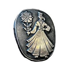 Vintage Girl Pin/Brooch Folk Latvia in 875 Russian Silver 3.9 Grams