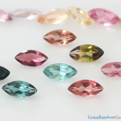 Tourmaline Multi-Color Marquise Faceted 5x2.5 & 6x3mm Loose gemstone AA Quality - Image 1 of 4