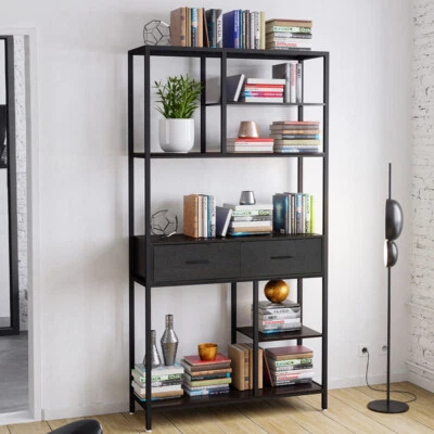 6-Tier Open Large Bookcase Vintage Free Standing Storage Cabinet for Home Office - image 1 of 4