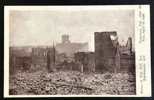 Postal San Francisco 1906 Ruinas de Nob Hill Terremoto California - Imagen 1 de 2