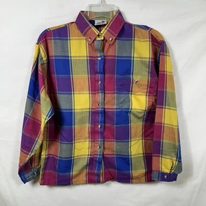 Vtg Silver Unicorn Girls Size 14 Multicolored Plaid Western Rodeo Button Shirt - Picture 1 of 7