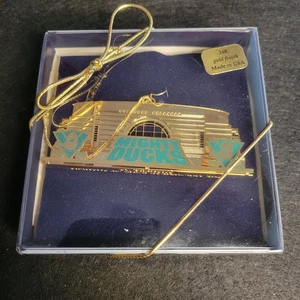 Disney Mighty Ducks NHL Arena Ornament • 24K Gold Finish Boxed Rare Vintage - Picture 1 of 7