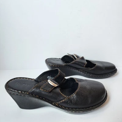 Born Mary Jane Slide Shoes Womens Size US 11 EU 43 Black Leather Heeled Buckle - Image 1 of 4