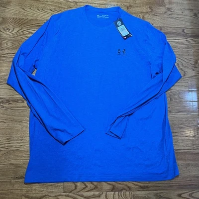 NEW Under Armour Shirt Mens 3XL Blue Long Sleeve HeatGear Loose Athletic Logo - Image 1 of 4