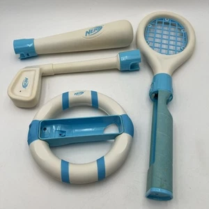 Wii Nerf Sports Accessories Pack Lot of 4 - Racket, Wheel, Golf Club, Bat - Picture 1 of 11