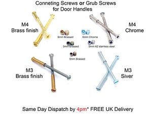 Connecting Bolts & Sleeves M3 M4/ Grub Screws 4 5 6mm Brassed Chrome A2/ Silver - Picture 1 of 35