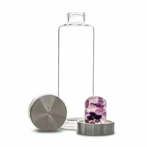 VITAJUWEL VIA Edelsteinflasche 0,5 L Wellness Bergkristall, Rosenquarz, Amethyst - Bild 1 von 3