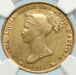 1815 ITALY Parma Duchess MARIA LOUISE NAPOLEON Wife Gold 40 Lire Coin NGC i84425 - Picture 1 of 4